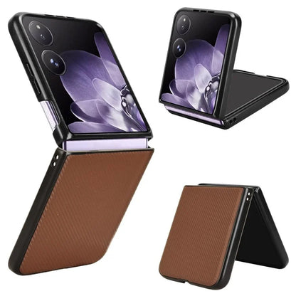 For Xiaomi Mix Flip 5G Case Carbon Fiber Texture Shockproof PU+PC Phone Cover