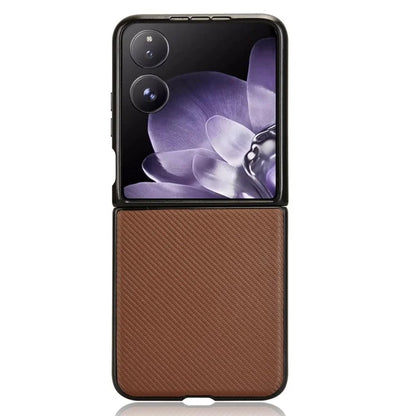 For Xiaomi Mix Flip 5G Case Carbon Fiber Texture Shockproof PU+PC Phone Cover