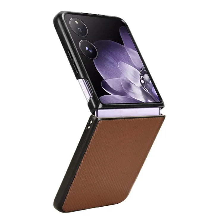 For Xiaomi Mix Flip 5G Case Carbon Fiber Texture Shockproof PU+PC Phone Cover