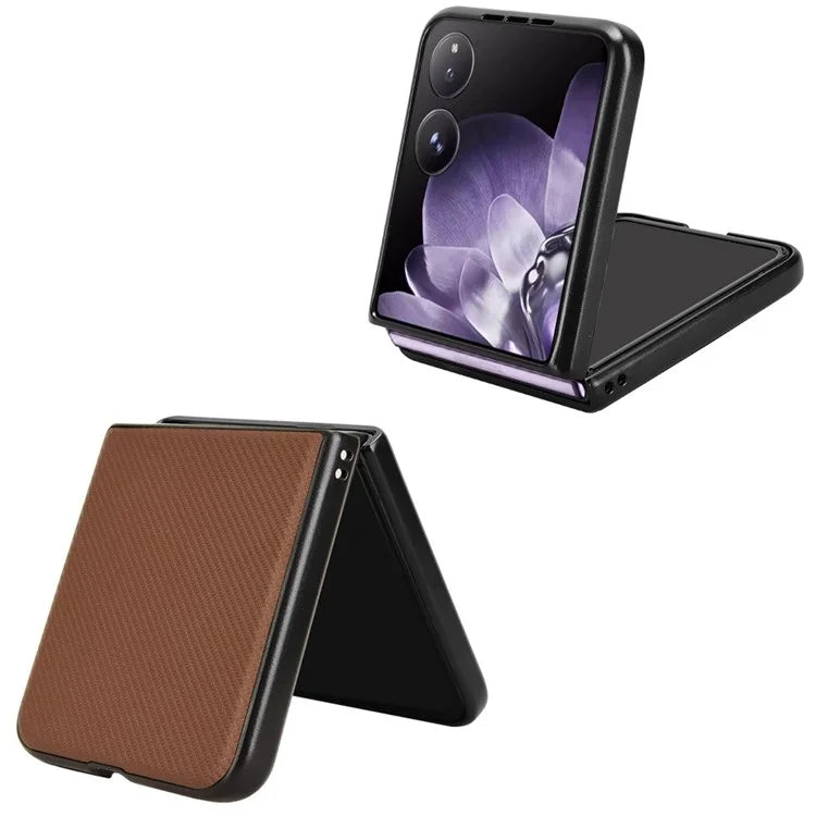 For Xiaomi Mix Flip 5G Case Carbon Fiber Texture Shockproof PU+PC Phone Cover