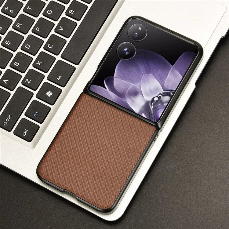 For Xiaomi Mix Flip 5G Case Carbon Fiber Texture Shockproof PU+PC Phone Cover