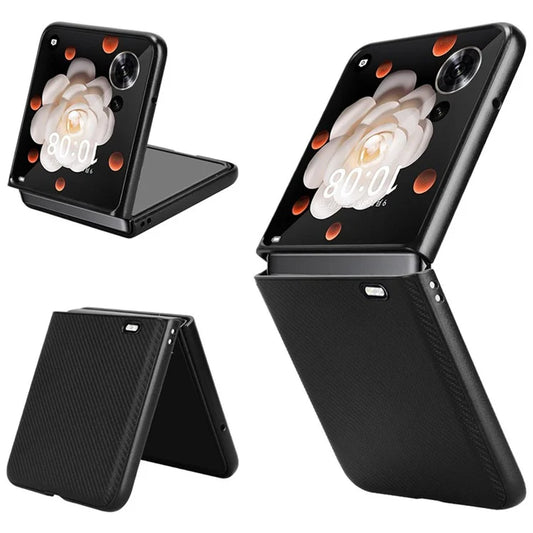For Honor Magic V Flip 5G Case Carbon Fiber Texture Shockproof PU+PC Phone Cover