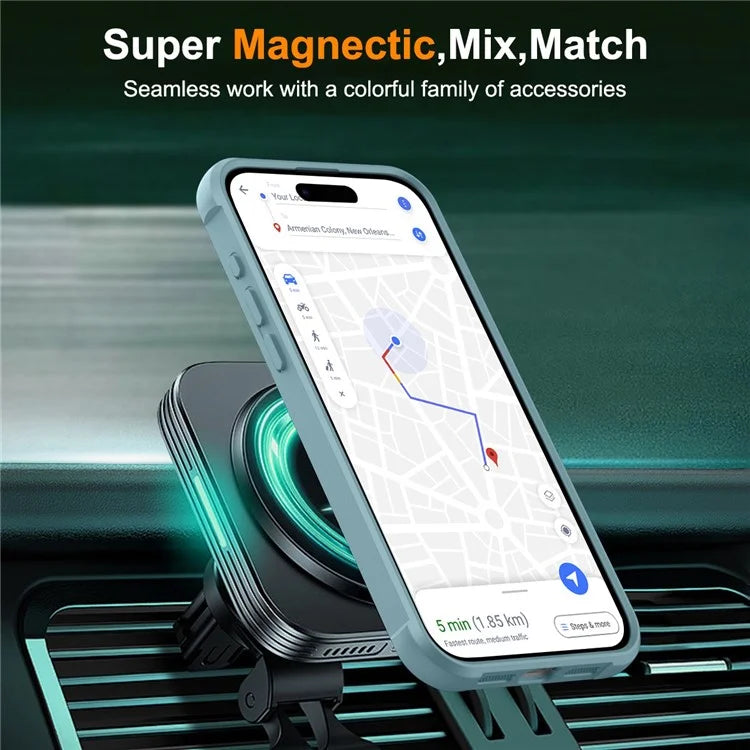 For iPhone 16 Plus Case Compatible with MagSafe Rotatable Ring Kickstand TPU+PC Phone Cover