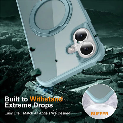For iPhone 16 Plus Case Compatible with MagSafe Rotatable Ring Kickstand TPU+PC Phone Cover