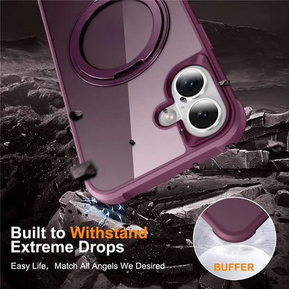 For iPhone 16 Plus Case Compatible with MagSafe Rotatable Ring Kickstand TPU+PC Phone Cover