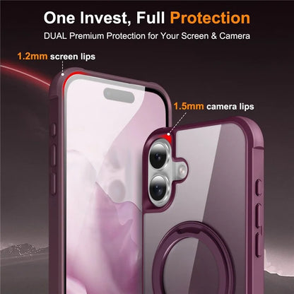 For iPhone 16 Plus Case Compatible with MagSafe Rotatable Ring Kickstand TPU+PC Phone Cover