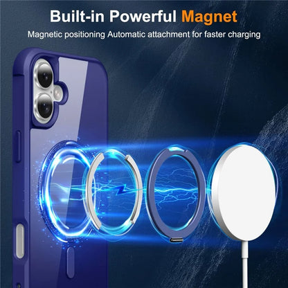 For iPhone 16 Plus Case Compatible with MagSafe Rotatable Ring Kickstand TPU+PC Phone Cover