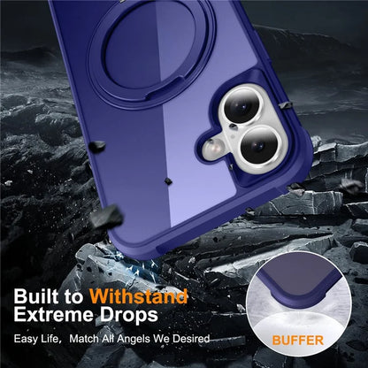For iPhone 16 Plus Case Compatible with MagSafe Rotatable Ring Kickstand TPU+PC Phone Cover