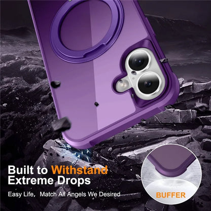 For iPhone 16 Plus Case Compatible with MagSafe Rotatable Ring Kickstand TPU+PC Phone Cover