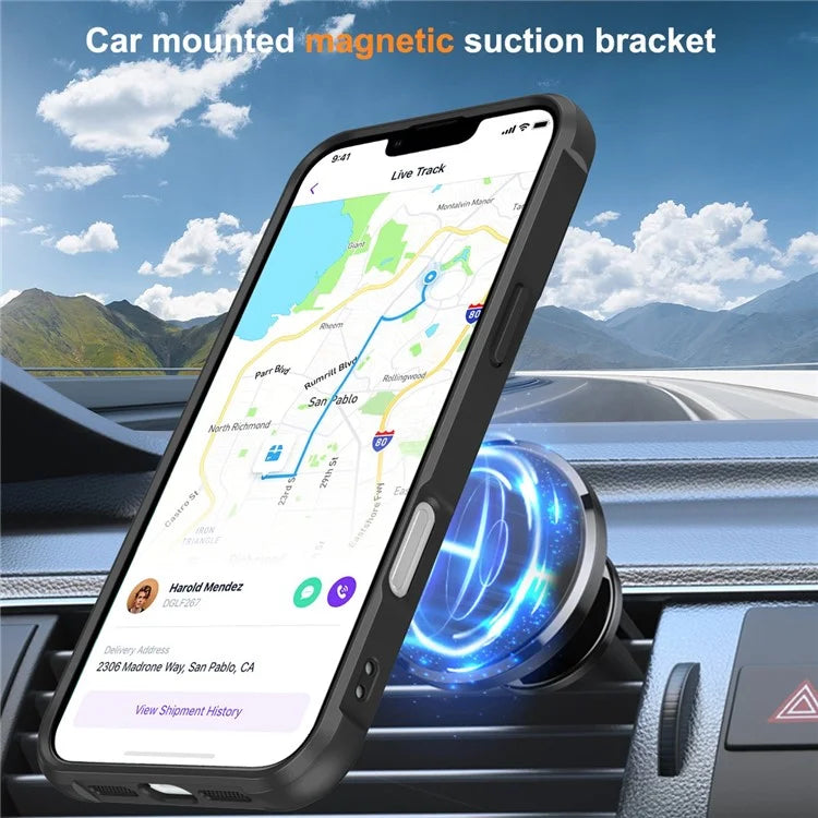 For iPhone 16 Pro Case Compatible with MagSafe Ring Holder Kickstand TPU+PC Phone Cover