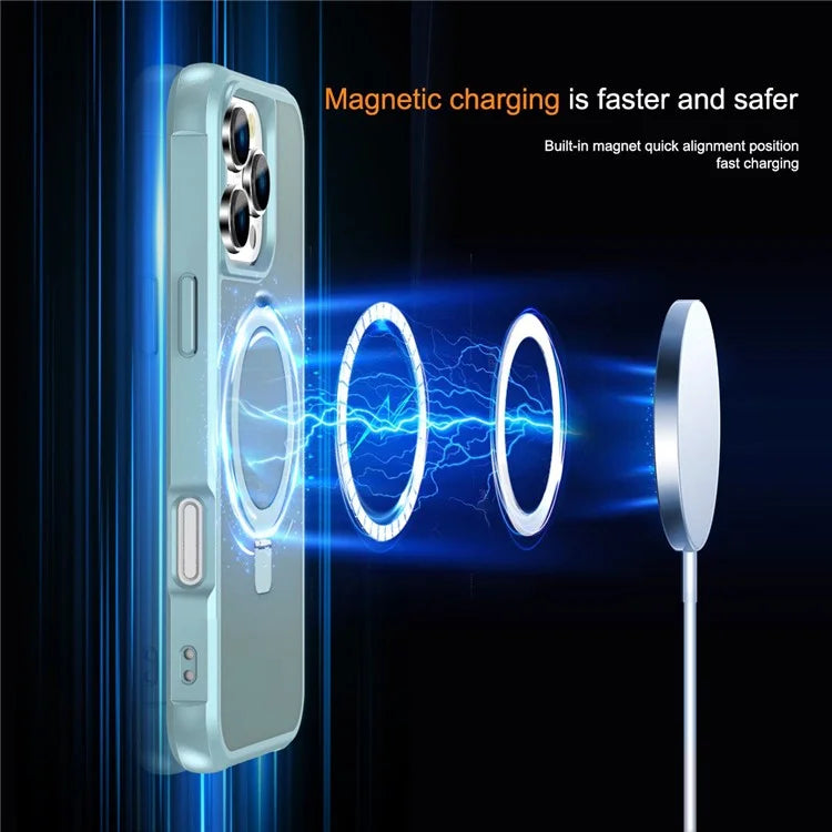 For iPhone 16 Pro Case Compatible with MagSafe Ring Holder Kickstand TPU+PC Phone Cover