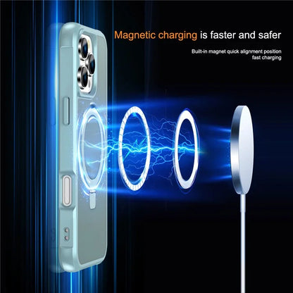 For iPhone 16 Pro Case Compatible with MagSafe Ring Holder Kickstand TPU+PC Phone Cover