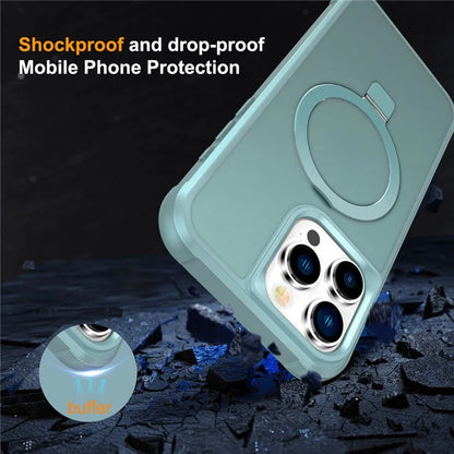 For iPhone 16 Pro Case Compatible with MagSafe Ring Holder Kickstand TPU+PC Phone Cover