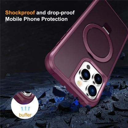 For iPhone 16 Pro Case Compatible with MagSafe Ring Holder Kickstand TPU+PC Phone Cover