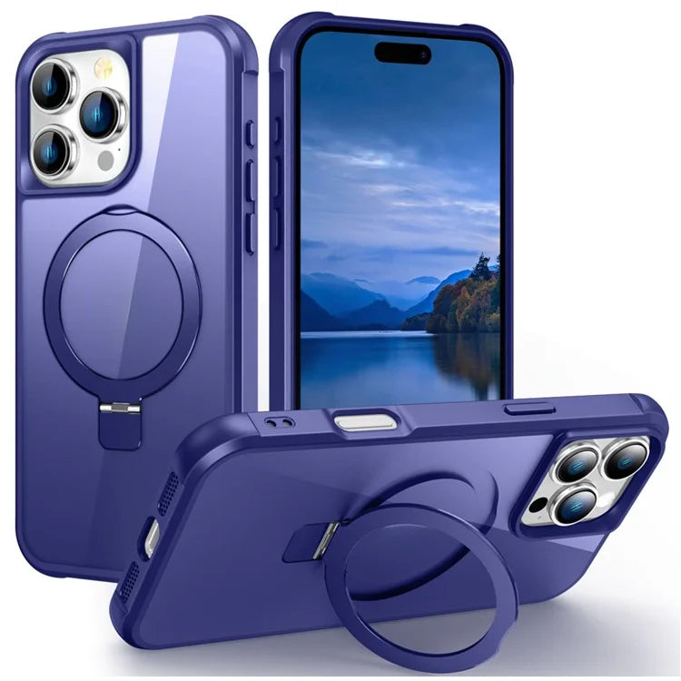 For iPhone 16 Pro Case Compatible with MagSafe Ring Holder Kickstand TPU+PC Phone Cover