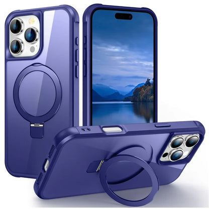 For iPhone 16 Pro Case Compatible with MagSafe Ring Holder Kickstand TPU+PC Phone Cover