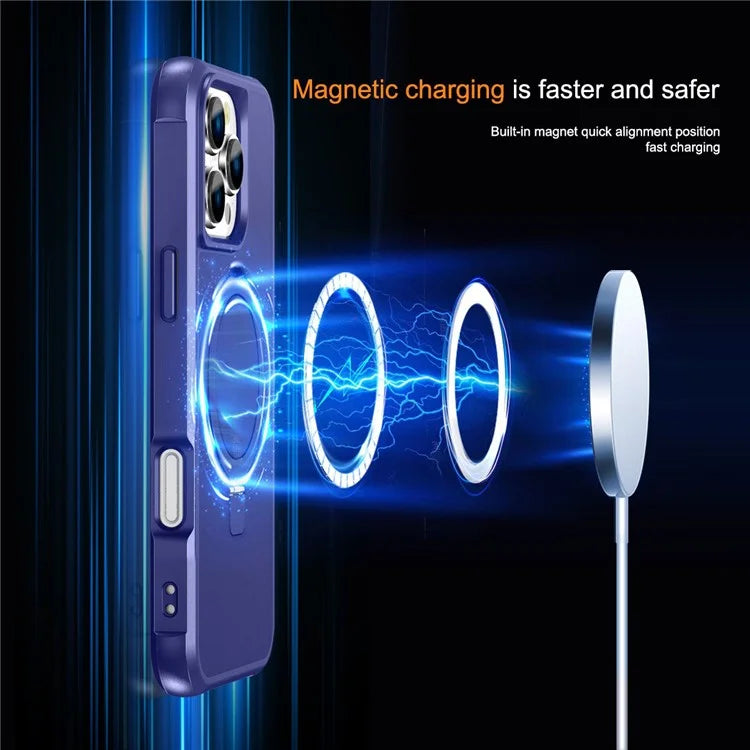 For iPhone 16 Pro Case Compatible with MagSafe Ring Holder Kickstand TPU+PC Phone Cover
