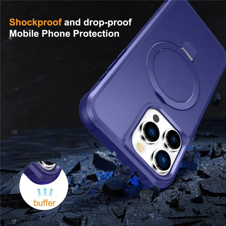 For iPhone 16 Pro Case Compatible with MagSafe Ring Holder Kickstand TPU+PC Phone Cover