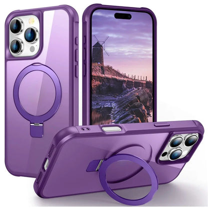 For iPhone 16 Pro Case Compatible with MagSafe Ring Holder Kickstand TPU+PC Phone Cover