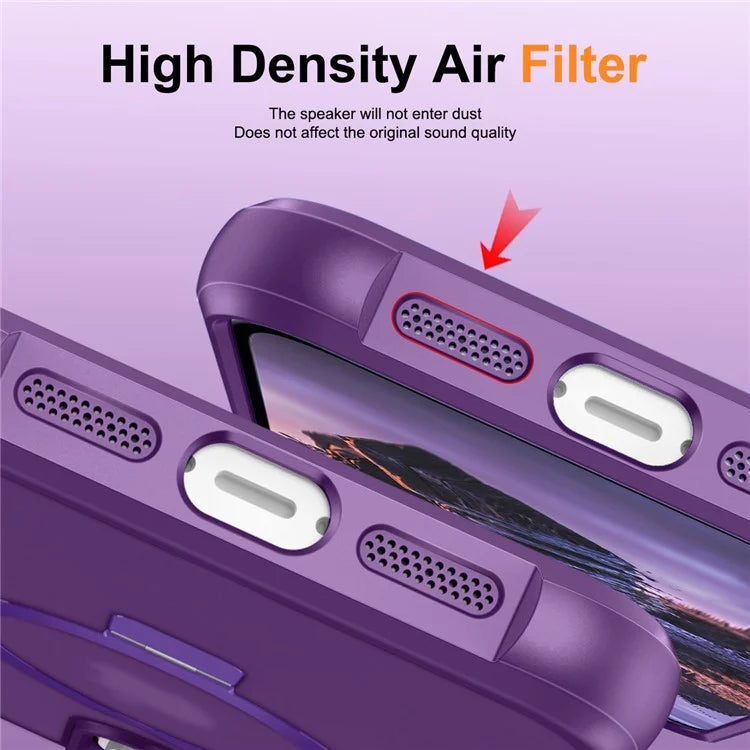 For iPhone 16 Pro Case Compatible with MagSafe Ring Holder Kickstand TPU+PC Phone Cover