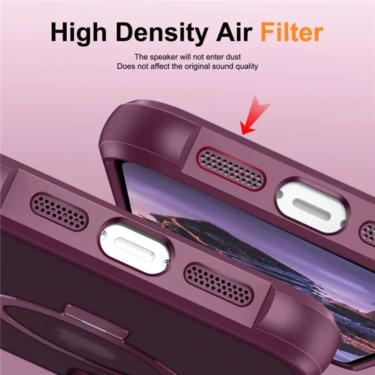 For iPhone 16 Case Compatible with MagSafe Ring Holder Kickstand TPU+PC Phone Cover