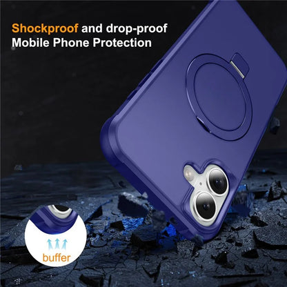 For iPhone 16 Case Compatible with MagSafe Ring Holder Kickstand TPU+PC Phone Cover