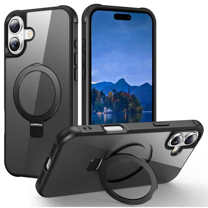 For iPhone 16 Plus Case Compatible with MagSafe Ring Holder Kickstand TPU+PC Phone Cover