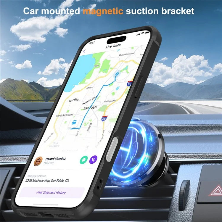 For iPhone 16 Plus Case Compatible with MagSafe Ring Holder Kickstand TPU+PC Phone Cover