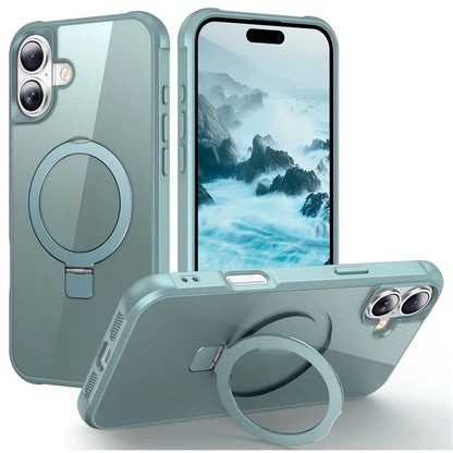 For iPhone 16 Plus Case Compatible with MagSafe Ring Holder Kickstand TPU+PC Phone Cover