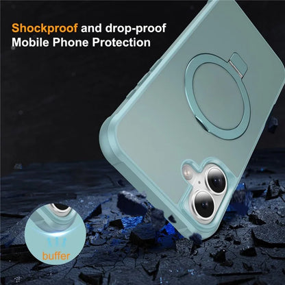For iPhone 16 Plus Case Compatible with MagSafe Ring Holder Kickstand TPU+PC Phone Cover