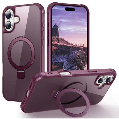 For iPhone 16 Plus Case Compatible with MagSafe Ring Holder Kickstand TPU+PC Phone Cover