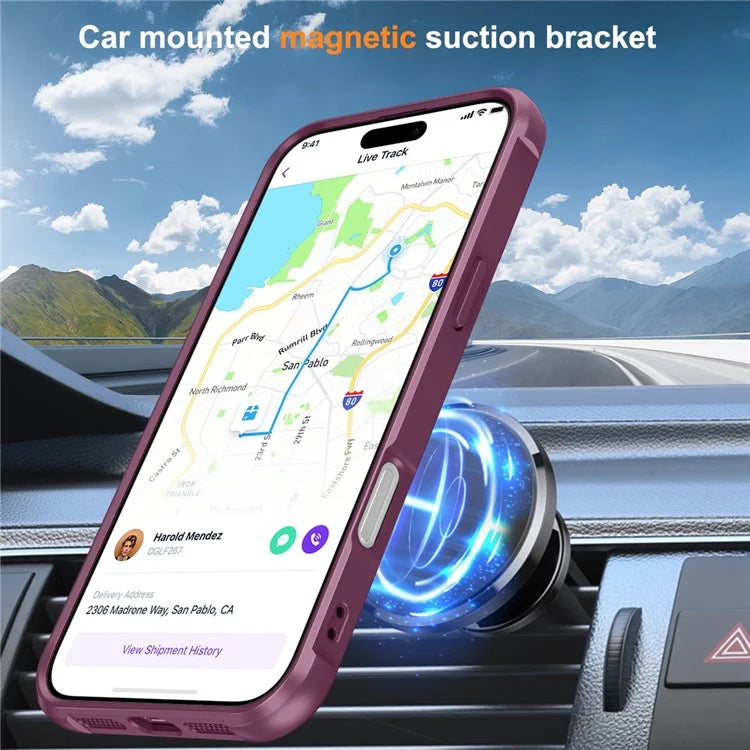 For iPhone 16 Plus Case Compatible with MagSafe Ring Holder Kickstand TPU+PC Phone Cover