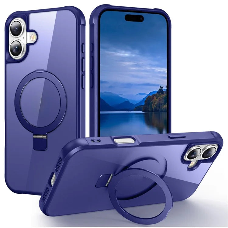 For iPhone 16 Plus Case Compatible with MagSafe Ring Holder Kickstand TPU+PC Phone Cover