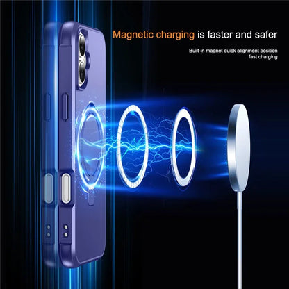 For iPhone 16 Plus Case Compatible with MagSafe Ring Holder Kickstand TPU+PC Phone Cover