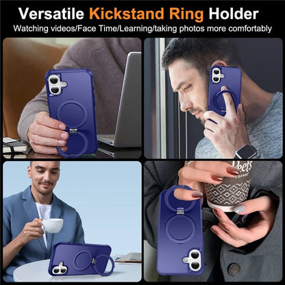 For iPhone 16 Plus Case Compatible with MagSafe Ring Holder Kickstand TPU+PC Phone Cover