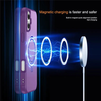 For iPhone 16 Plus Case Compatible with MagSafe Ring Holder Kickstand TPU+PC Phone Cover