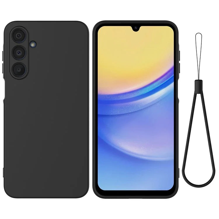 For Samsung Galaxy A16 5G Case Liquid Silicone Anti-Scratch Phone Cover with Hand Strap