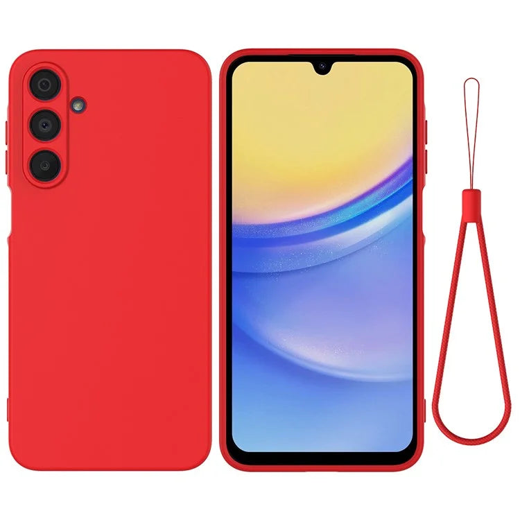 For Samsung Galaxy A16 5G Case Liquid Silicone Anti-Scratch Phone Cover with Hand Strap