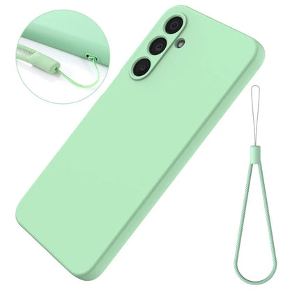 For Samsung Galaxy A16 5G Case Liquid Silicone Anti-Scratch Phone Cover with Hand Strap