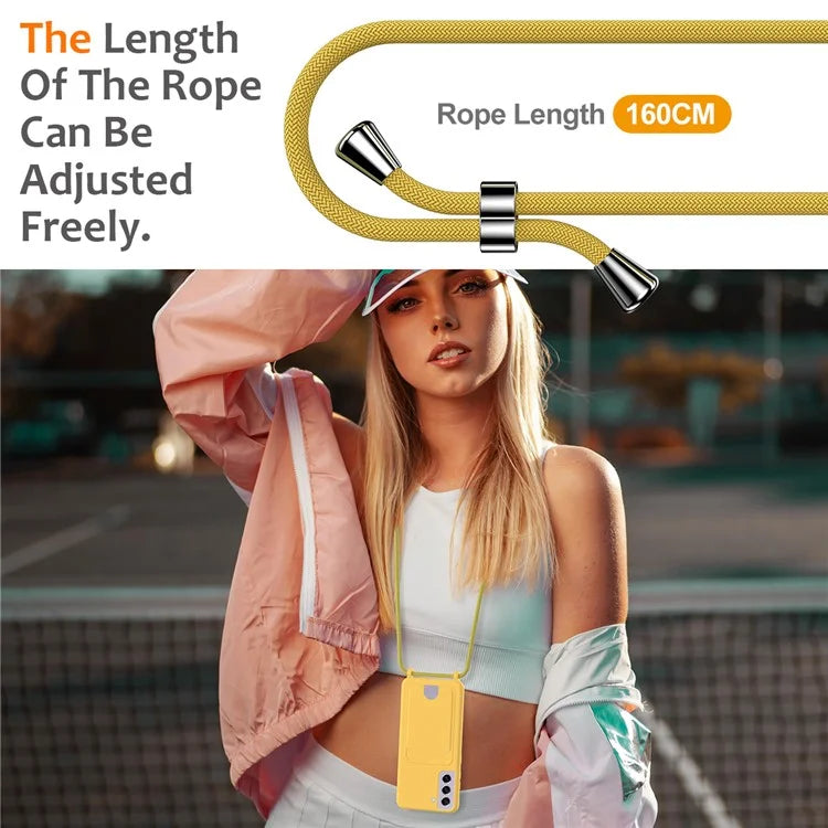 For Samsung Galaxy S21 FE 5G Case Liquid Silicone Card Holder Phone Back Cover with Lanyard