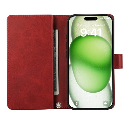 For iPhone 16 Case Split Leather Magnetic Wallet Phone Protector with Wrist Strap