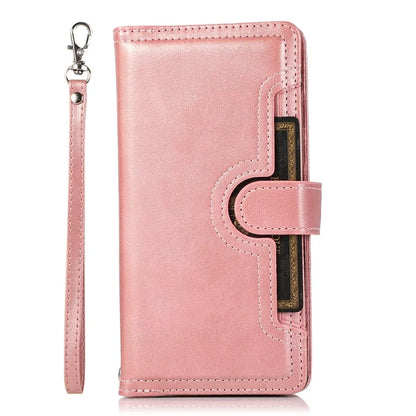 For iPhone 16 Case Split Leather Magnetic Wallet Phone Protector with Wrist Strap