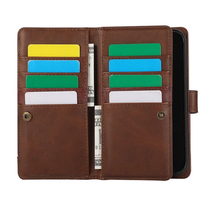 For iPhone 16 Case Split Leather Magnetic Wallet Phone Protector with Wrist Strap