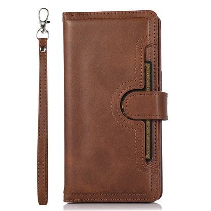 For iPhone 16 Case Split Leather Magnetic Wallet Phone Protector with Wrist Strap