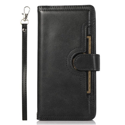 For iPhone 16 Plus Case Split Leather Magnetic Wallet Phone Protector with Wrist Strap