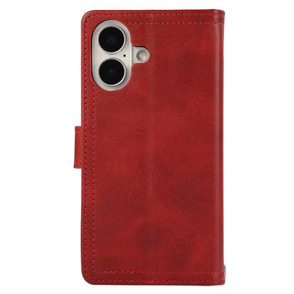 For iPhone 16 Plus Case Split Leather Magnetic Wallet Phone Protector with Wrist Strap