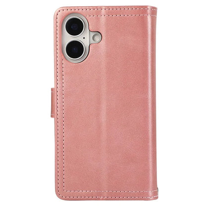 For iPhone 16 Plus Case Split Leather Magnetic Wallet Phone Protector with Wrist Strap