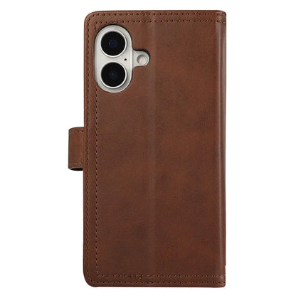 For iPhone 16 Plus Case Split Leather Magnetic Wallet Phone Protector with Wrist Strap