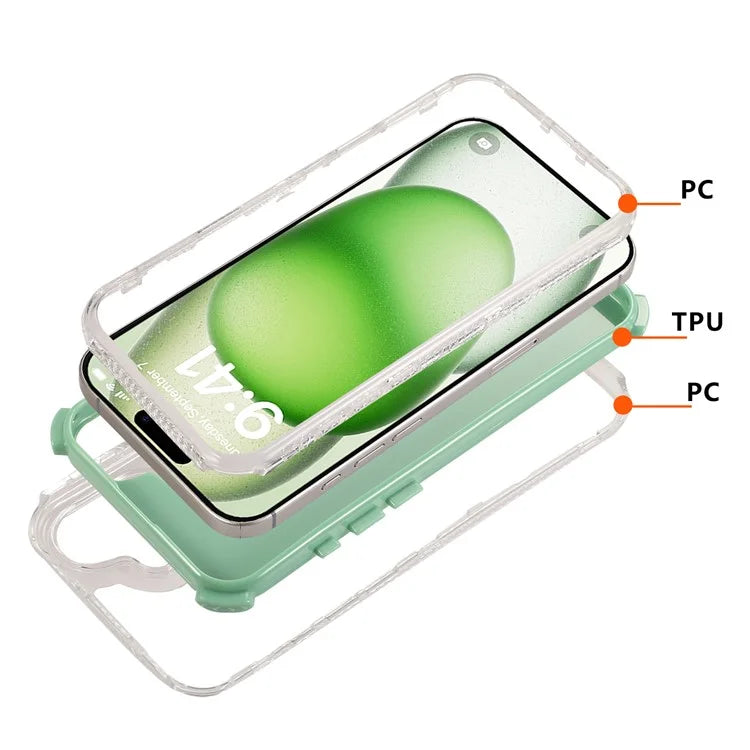 For iPhone 16 Plus Case 3-in-1 Drop-Proof PC+TPU Phone Cover