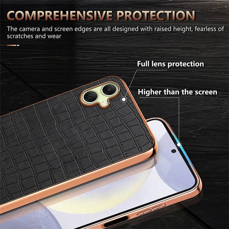 AZNS For Samsung Galaxy A06 Case Electroplating Crocodile Texture PU+TPU Phone Cover